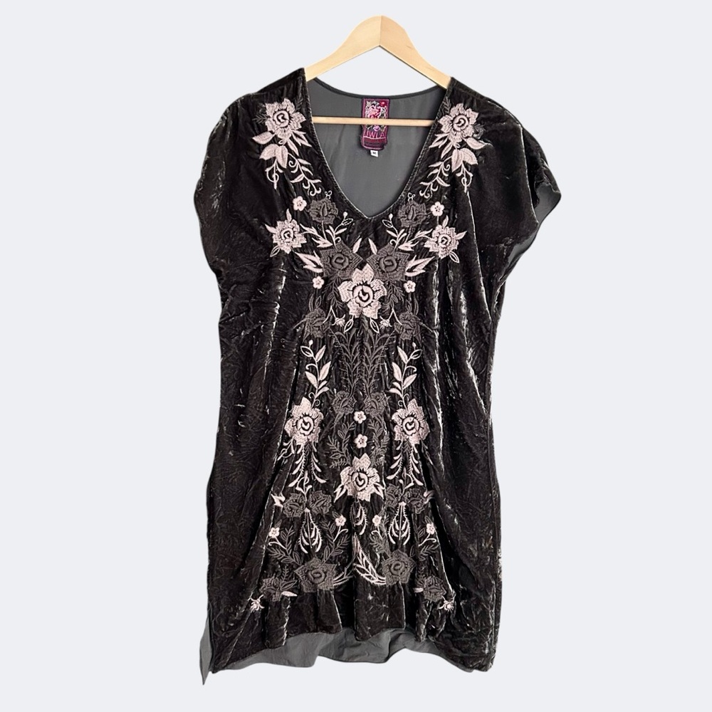 Johnny Was Black and Pink Floral tunic